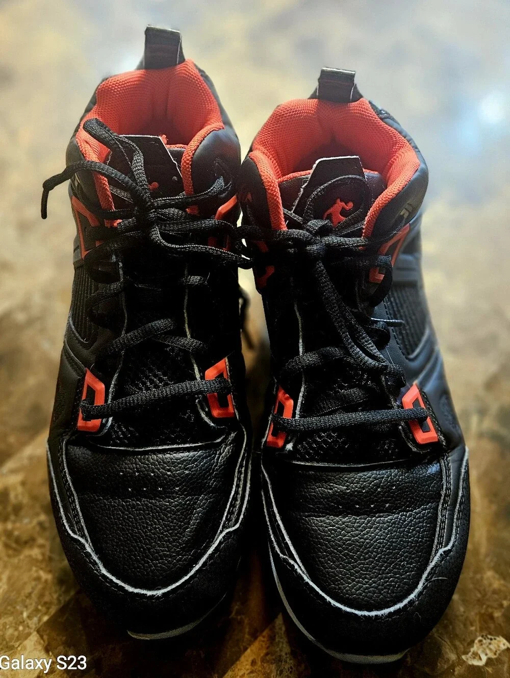 AND1 Lace-up High Top Basketball in a black and red colorway, Big Boy's Size 6